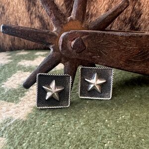 Sterling Silver Star Square Earrings
